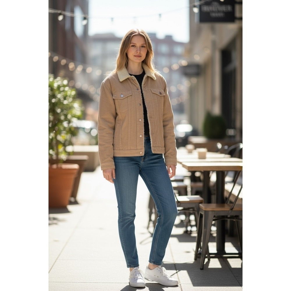 Forever 21 Corduroy Sherpa Jacket Women's Winter Coat Warm Casual‎ XS